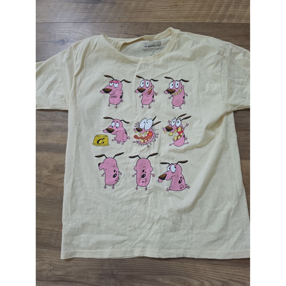 Courage The Cowardly Dog Monsters- L -TeeShirt Mens Licensed Cartoon Merch Cream